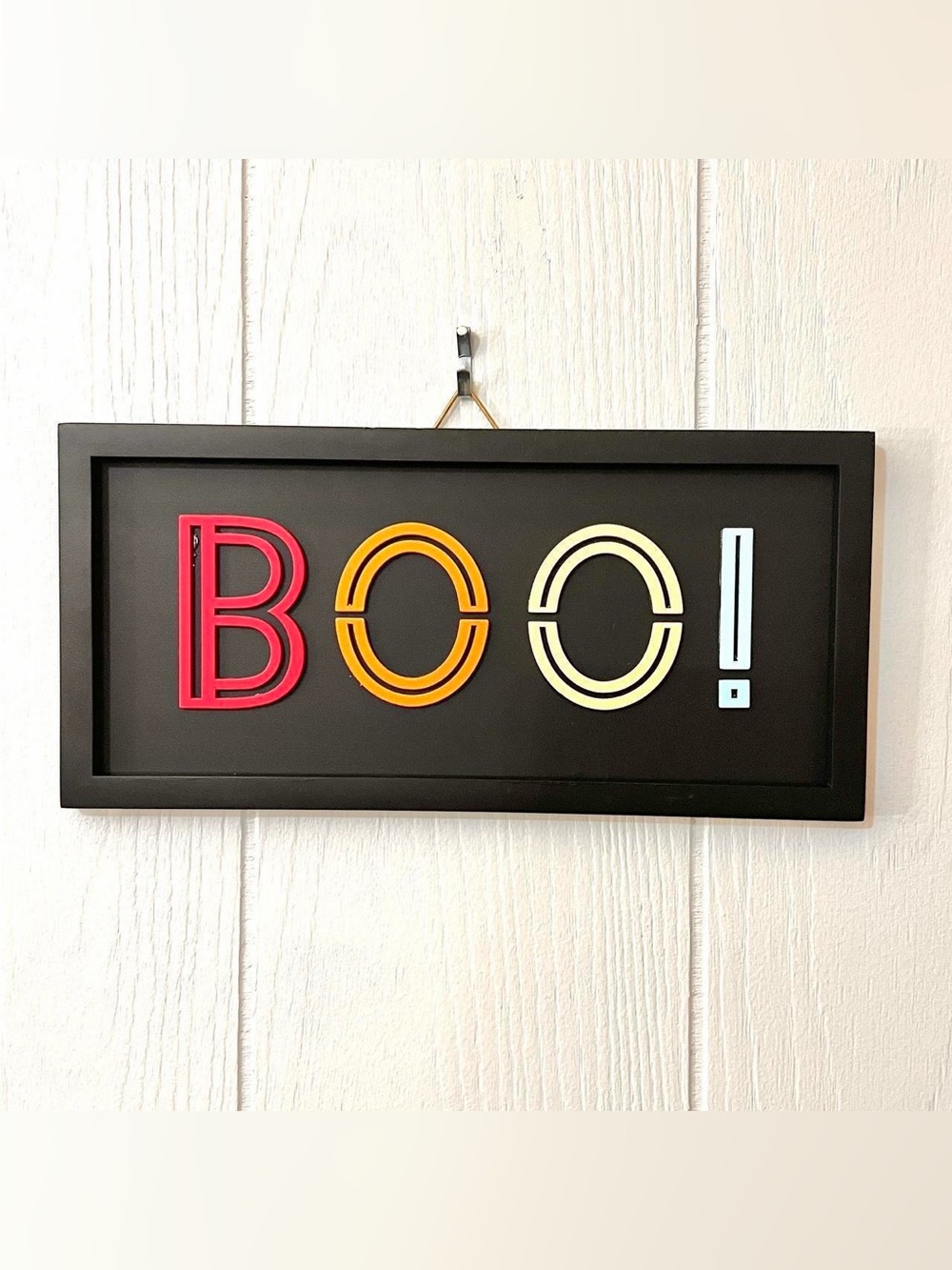 New Halloween Multicolor Wood Neon Boo! Wall Sign Decoration